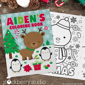 Christmas Coloring Book Personalized with Name Kids Gift Boy Girl Toddler - Picture 1 of 4