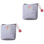  2 Pc Purple Canvas Storage Bag Man Minimalist Wallet for Men Menstrual Pad