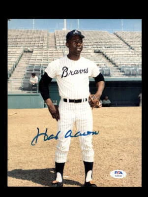 Hank Aaron PSA DNA Cert Signed 8x10 Photo Braves Autograph - Image 1 of 3