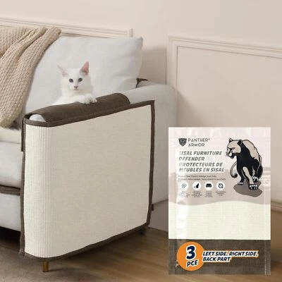 Panther Armor Sisal Scratching Mats for Sofa [3pcs - Left & Right Arm, Back Rest