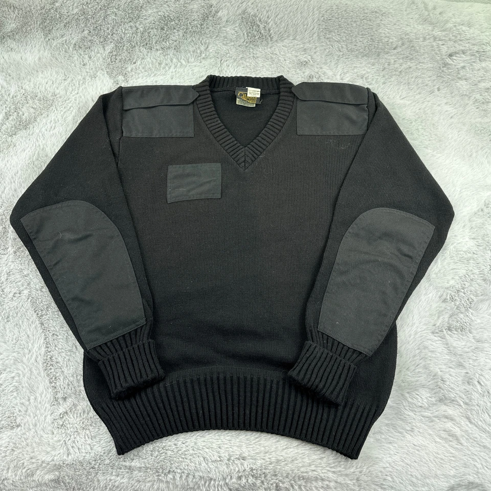 Vintage Citadel Sweater Mens Large Black Patches Military Equipment Corp Outdoor - Image 1 of 4