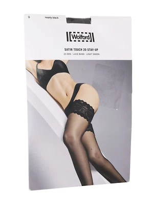 Wolford Satin Touch 20 Stay-Up Thigh Highs Black Women's Size S L19527 - Image 1 of 3