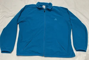 Adidas Fleece Jacket Womens XL Extra Large Blue Zip Up Mock Neck - Picture 1 of 8