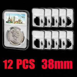12 PCS Coin Slab Display Holder Storage 38mm for Morgan/Peace/Ike Silver Dollar - Picture 1 of 10