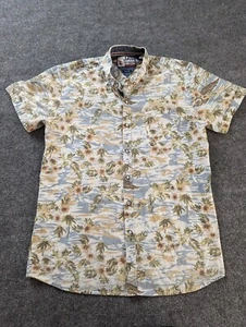 Jam Session Men's Slim Fit XXL Floral Blue White Green Hawaiian Shirt Button Up - Picture 1 of 11