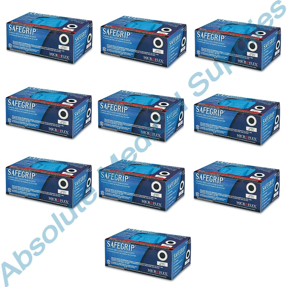 Microflex SafeGrip Latex Glove, Powder Free, 11.4 mils Thickness, 11.8" Length, Extra Large, Blue (C... (SG375XL)