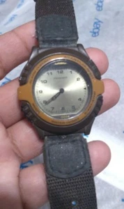 Vintage Men Casio Twincept Watch 1356 Awx-11 Analog Digital Fabric Band Brown - Picture 1 of 1