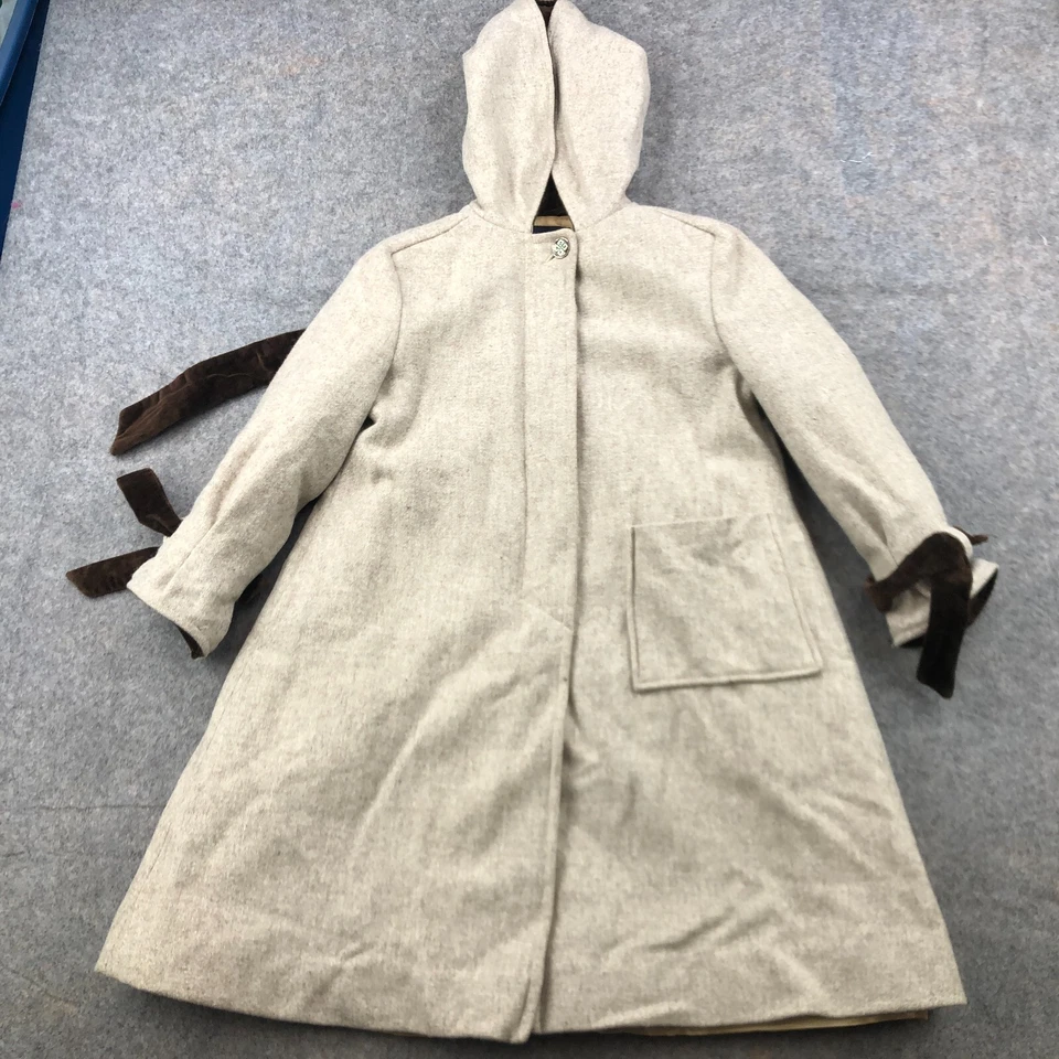 Chaqueta Givenchy Niñas 10 Beige Lana Capucha Abrigo Botón Frontal Topcoat Foto 1 de 4