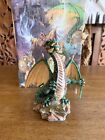 Vintage 90?s Myths & Legends Green Dragon on rock statue hand painted by W.U. 