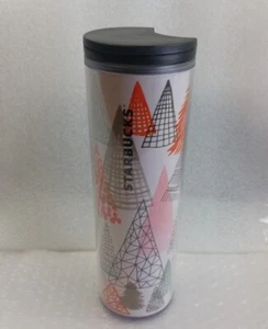 STARBUCKS Christmas Coffee Travel Mug Cup Tumbler Holiday Trees Tall - Picture 1 of 1