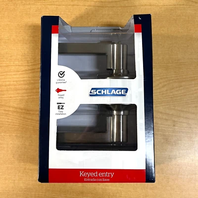 Schlage Keyed Entry Merano Door Lever FA51 MER 619 Brushed Nickel New - Image 1 of 4