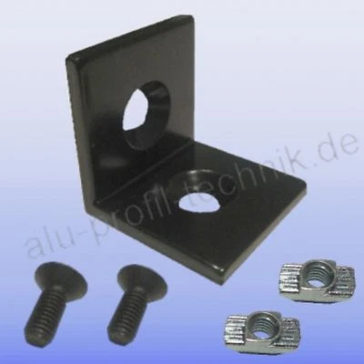 Winkel 30x30 schwarz Stahl Aluminiumprofil 30 Strebenprofil Nutprofil Alu-Profil - Bild 1 von 4