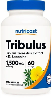 Extrato Nutricost Tribulus Terrestris 1500mg, 120 Cápsulas, 60 Porções, Não-OGM - Imagem 1 de 4