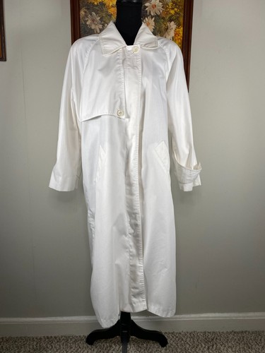 OFF WHITE Impermeabile vintage Petite London Fog Trench donna 6P bianco sporco USA NO CINTURA
