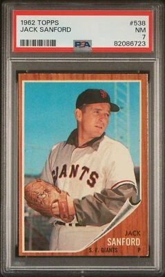 1962 TOPPS #538 JACK SANFORD PSA 7 - Image 1 of 2