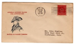 #680 Fallen Timbers First Day Cover 1929  Planty #16 Mauck Erie PA - Picture 1 of 2