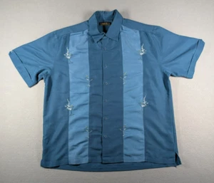Cubavera Shirt Mens XL Blue Stripe Martini Glass Beach Camp Cuban Bowling - Picture 1 of 9