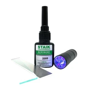 Hochleistungs UV-Kleber Staik Acrybond 2008 incl. UV-Lampe - 16g für Glas und Me - Bild 1 von 8