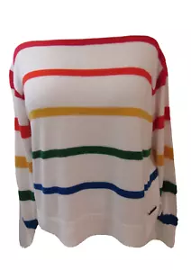 Suéter a Rayas Arco Iris Peace Love World para Mujer - Blanco - M - Imagen 1 de 10