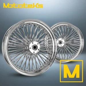 16X3.5 FAT SPOKE WHEEL SET 52 STAINLESS SPOKES FOR HARLEY SOFTAIL FRONT REAR RIM - Foto 1 di 5