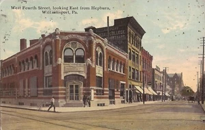 Williamsport, PENNSYLVANIA - West Fourth Street - 1913 - trolley tracks, wagon - Picture 1 of 2