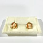 small vintage italian  hand carved shell cameo stud earrings