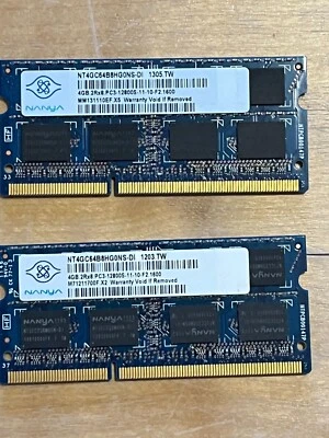 8GB DD3 laptop RAM  - 2 ea. 4GB Nanya 2Rx8 DDR3 PC3-12800S RAM - Image 1 of 2
