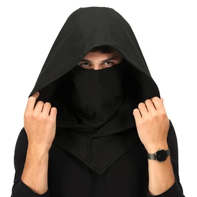 SIC HOODS Black Assassin Ninja Hood Cyberpunk Mask Medieval Creed Costume Cosplay Techwear