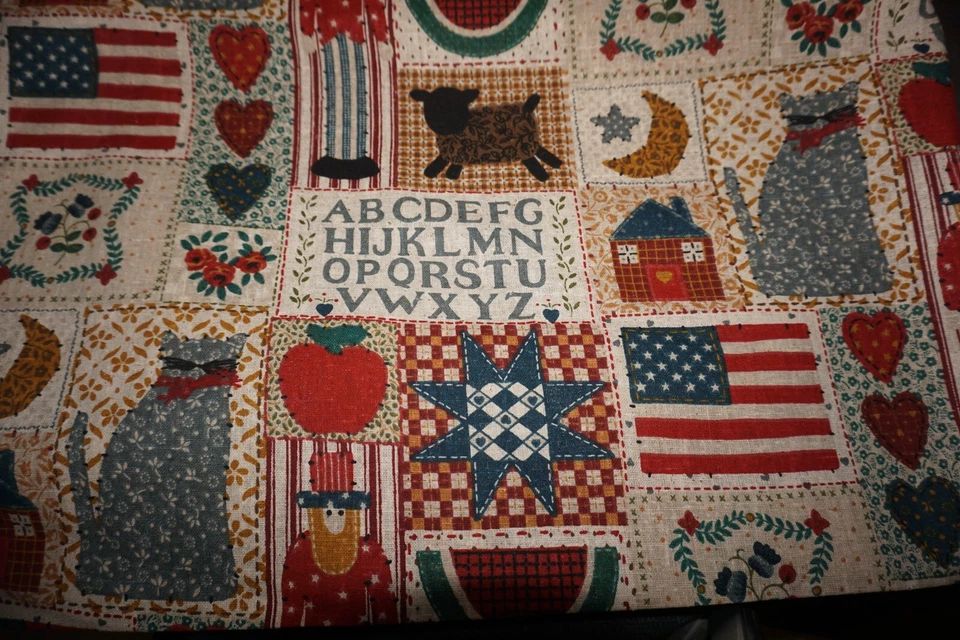 1yd x 44", sem marca, "amostrador ABC", linho liso, tecido de costura - Imagem 1 de 1