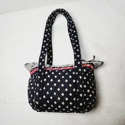 Bolso de Hombro Vera Bradley Clásico Negro Pequeño Aldeano Cremallera 2002 Raro Patte Foto 1 de 4