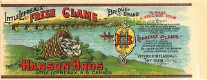*Original* Little Lepreaux HANSON Bridge Brand Fresh CLAMS Can Label NOT A COPY! - Picture 1 of 3