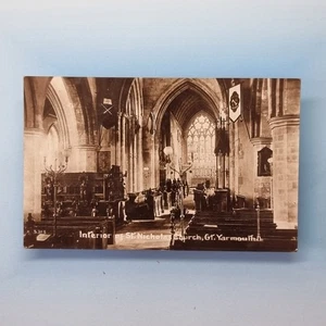 Great Yarmouth Postcard 1926 Real Photo Norfolk St Nicholas Church Interior - Picture 1 of 2