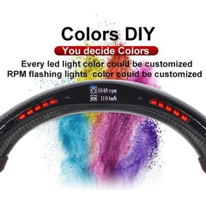 ✈LED Display Shift Lights Carbon Fiber Steering Wheel Perforated Leather For S - Afbeelding 1 van 12