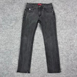 Pantalones de mezclilla Guess Jeans para hombre 32x32 negros lavados Vermont ajustados calce cónico elásticos - Imagen 1 de 20