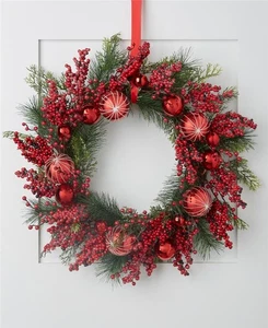 Holiday Lane Red Berries and Ornaments Wreath Decor - Picture 1 of 1