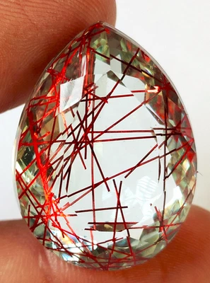 AAA+ Large Rutilated Quartz 65.15 Ct. Pear Cut Loose Gemstone Gift for Women - Image 1 of 4