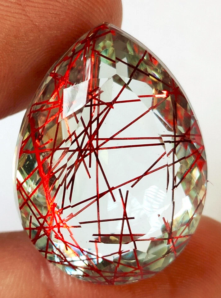 AAA+ Large Rutilated Quartz 65.15 Ct. Pear Cut Loose Gemstone Gift for Women - Image 1 of 4