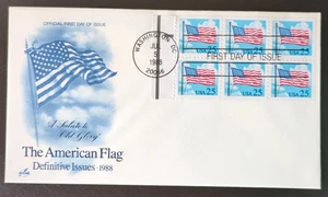 25 c Flag & Clouds, Booklet Pane # 2285c 1988 FDC Artcraft - Picture 1 of 2