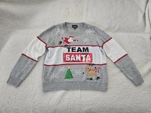Ugly Christmas Sweater Changing Sequin Logo Team Santa Rudolph Kids XL - Picture 1 of 10
