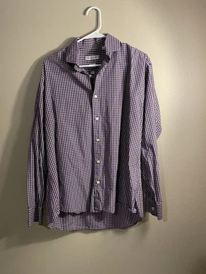 Birmania Bibas 100% Algodón Calce Ajustado Cuadros Rojo Camisa Abotonada Manga Larga Foto 1 de 4