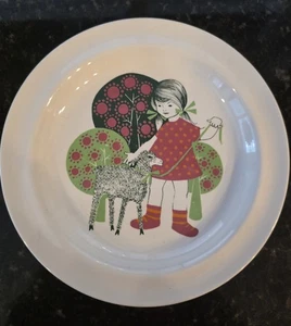Vintage Arabia Finland Lamb with Young Girl 7 3/4" Plate - Picture 1 of 6