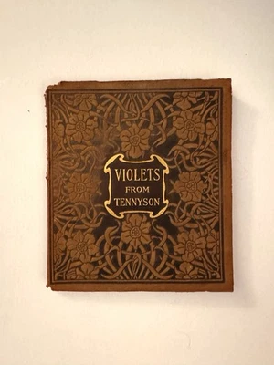 Antique Violets From Tennyson Leather Bound 1898 Victorian Greeting Book Foto 1 de 4
