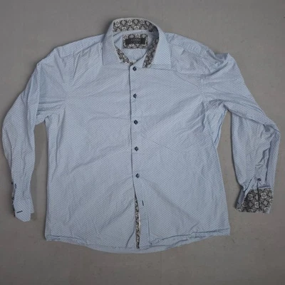 Camisa COOGI Luxe Para Hombres XL Manga Larga Con Botones Patrón Lunares Azules Foto 1 de 4