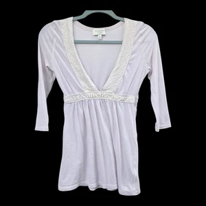 Abercrombie Pink Purple Striped Layering V-neck Flowy Babydoll Woman T-shirt L - Picture 1 of 6