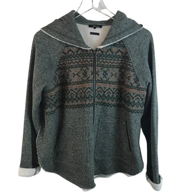 Miss Me Front Zip Hoodie With Embroidered & Cross-stitch Design Size Small - Image 1 of 4