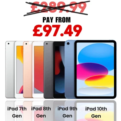 Apple iPad 10th 9th 8th 7th 6th Gen 32GB/64GB/128GB/256GB Wi-Fi/4G Very Good - Image 1 of 2