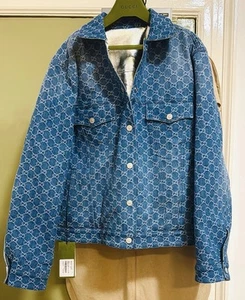GUCCI Women’s Iconic GG Denim Jacket with Metallic Reverse Size: 48 RRP £2650 - Picture 1 of 21