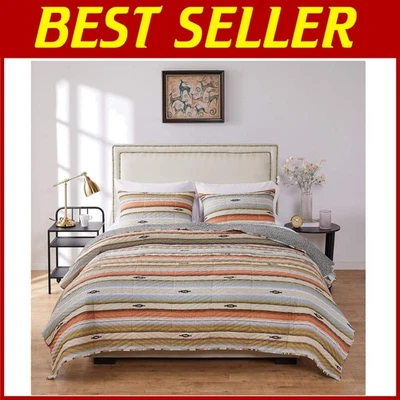 Juego de edredón king de gran tamaño con 2 fundas de almohada - diseño suroeste reversible Foto 1 de 4