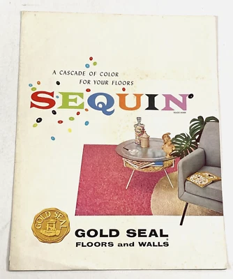 Sequin Gold Seal Floors & Walls Mid Century MCM Brochure Fold Out Poster 1950s - Image 1 of 4
