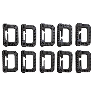 10 mosquetones militares MOLLE Grimloc anillo en D accesorio de engranaje clips a presión negro - Imagen 1 de 4